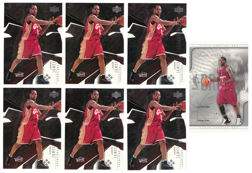 2003/04 Upper Deck Black Diamond LeBron James Jumbo Rookie Cards (6) Plus 2003/04 Flair #94 LeBron James Jumbo Rookie Card (#250/400) 